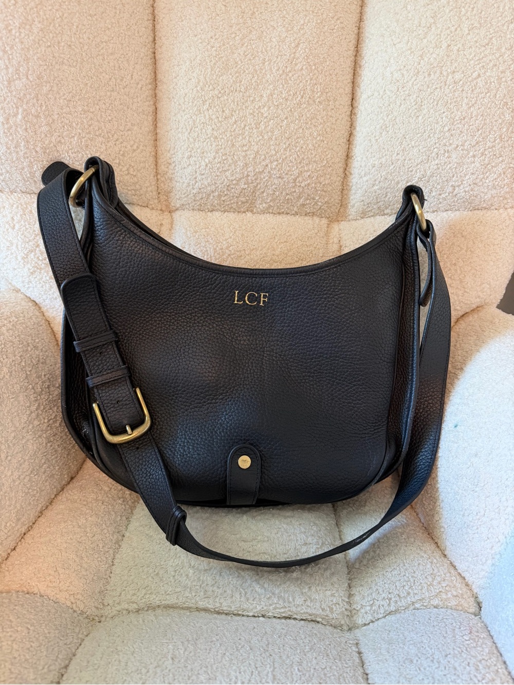 GiGi New York Black Leather Hobo with Gold Hardware